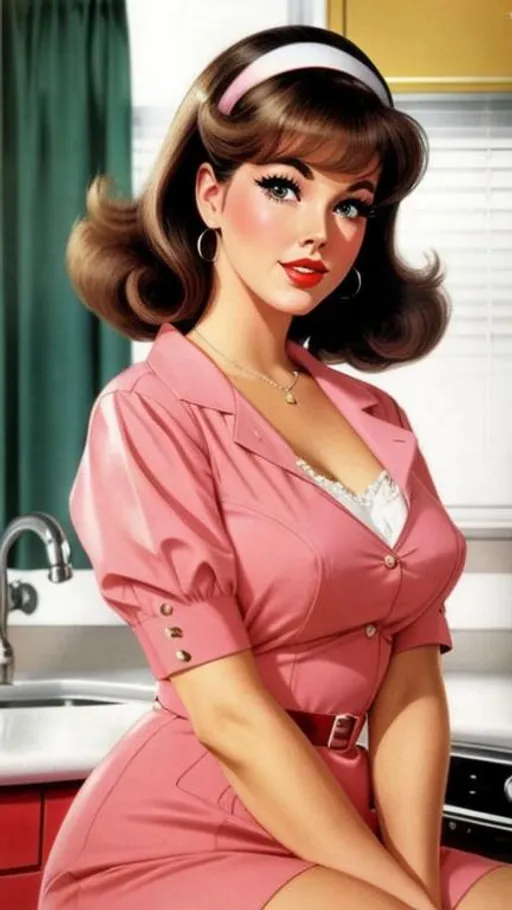 Prompt: Perfect 60's american housewife