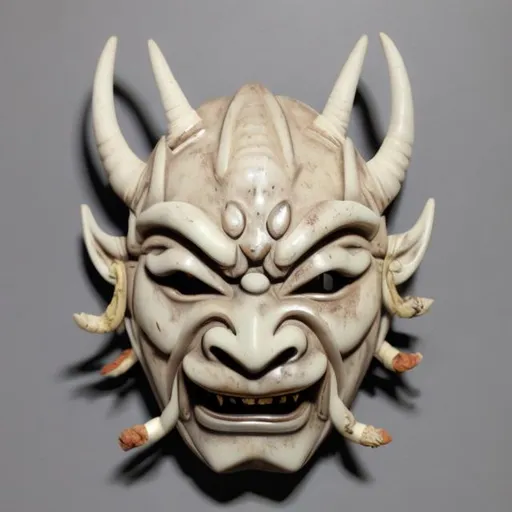 Masque Cyberpunk Oni Gaudi blanc et noir · Creative Fabrica