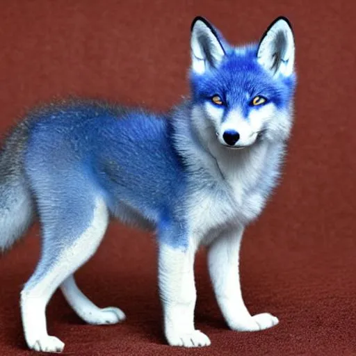 Prompt: Whit blue fox Husky hybrid furr