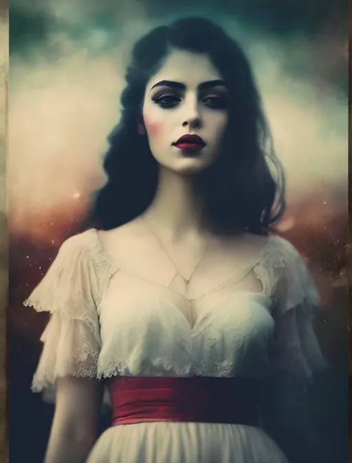 Prompt: A espetacular woman portrait by Rimel Neffati. Intricate Ethereal gloomy background, elegant, intricate, beautiful, award winning, fantastic view, 4K 3D, high definition, hdr, focused 