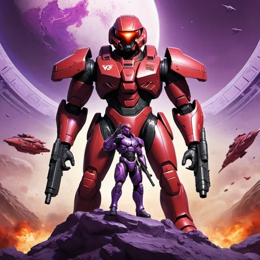 Prompt: "Create a propaganda poster featuring a powerful red Terran Republic (TR) soldier standing triumphantly on the head of a fallen purple Vanu Sovereignty (VS) soldier in the iconic Planetside 2 style. The poster should boldly emphasize TR's dominance with a shoutout: 'TR is Unstoppable!' Display the VS as weak and utterly defeated beneath the TR soldier, reinforcing the message of total superiority."