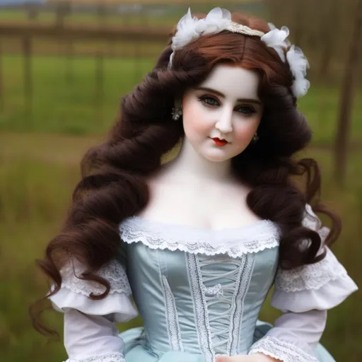 Prompt: A woman turned into a hyper realistic victorian porcelain doll