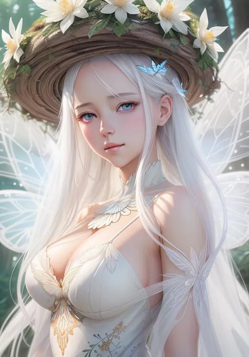 Anime fantasy little fairy in the forest