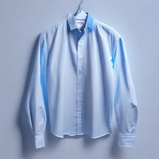 Prompt: A white button up shirt on blue background 