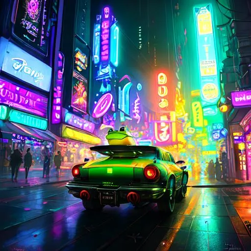 Prompt: Professional digital art of (((fat frog))) (((cyberpunk))) (((steampunk))) surreal, Disney, pixar, (rainbow), space, illustration, (((neon))), high detail, intricate, elegant, by Jeremy Mann, artgerm, Rutkowski, and other illustrators, intricate details, face, full body portrait, headshot, illustration, UHD, 4K