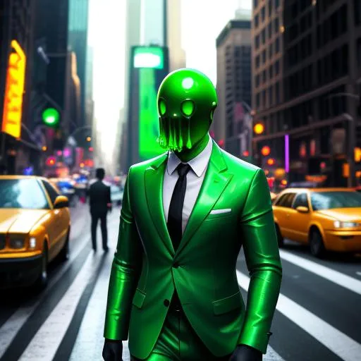 Prompt: a green drippy oozing slime humanoid in a buisness suit exploding to death, on the streets of new york,Digital style painting,style of Pixar, Fragonard, highly-detailed, cinematic, washed out palette,light trails,iridescent, arms visible, perfect composition, hyperrealistic, super detailed, 8k, high quality, sharp focus, intricate details, highly detailed, dynamic lighting, detailed and intricate environment, highest quality