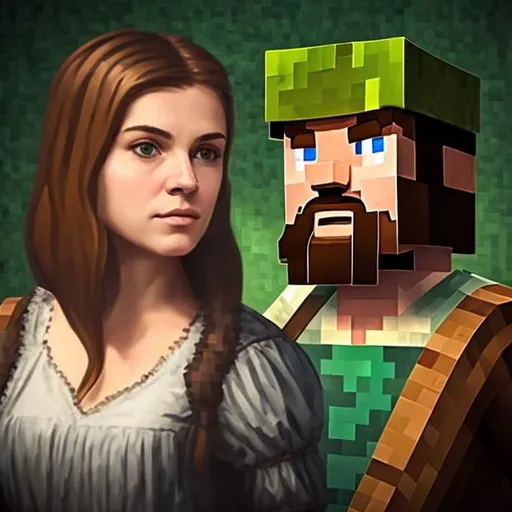 Prompt: turn Minecraft Steve into a realistic romantic portrait in the style of da Vinci