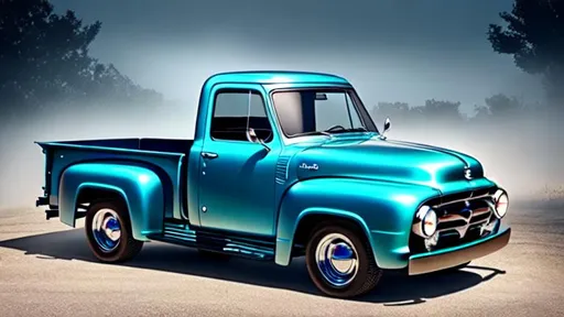 Prompt: 1953 Ford F-100 Panel Truck. Blue