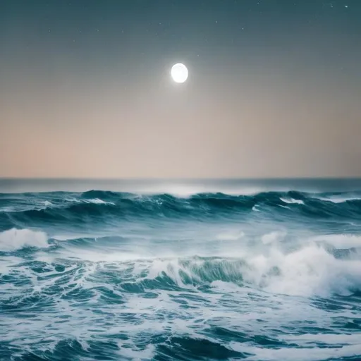 Prompt: Sea wave and full moon