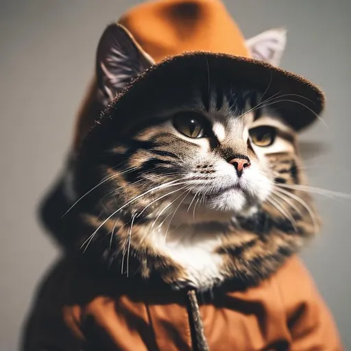 Prompt: a cat with a hat and jacket