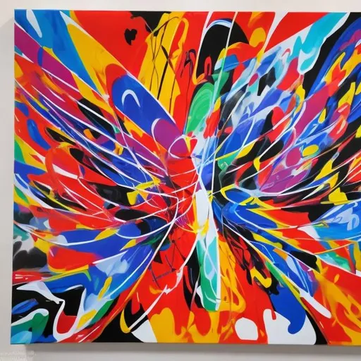  a great bold painting by Taro OKAMOTOOnly use few but vibrant colors on white canvas motif   