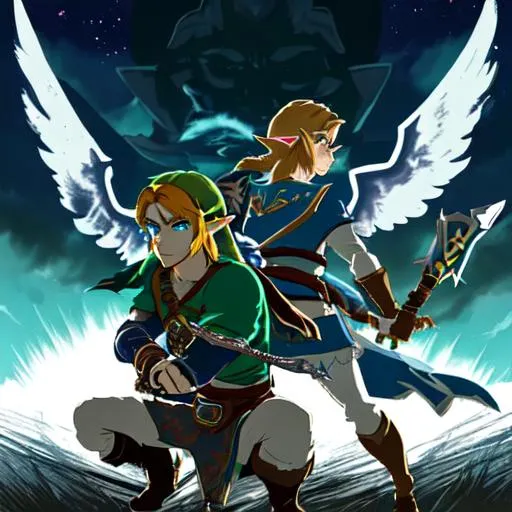 Zelda breath of the wild in a shadowy dark room with... | OpenArt