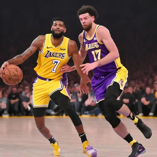 Prompt: A basketball player who names Carl in LA Lakers with No.17