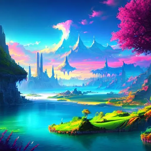 Tidalpunk landscape, fantasy, aesthetic, full of lif...