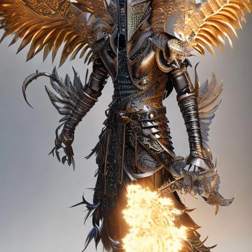 Anthropomorphic majestic garuda knight, portrait, fi... | OpenArt