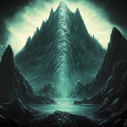 Prompt: lovecraftian style ominous mountain