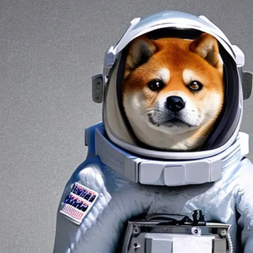 Prompt: A Shiba Inu dog wearing an astronaut suit with helmet