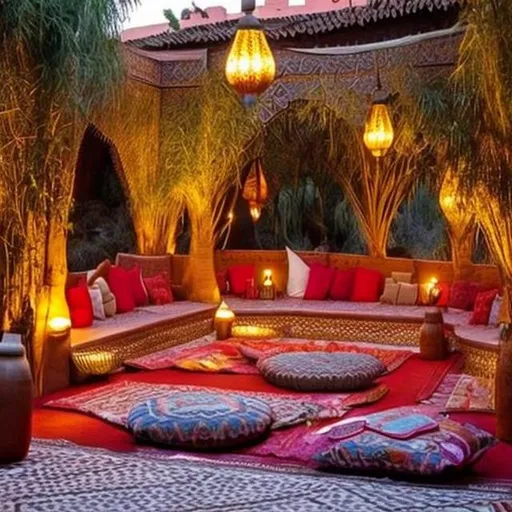 Prompt: morrocan outdoor café house ambiente 