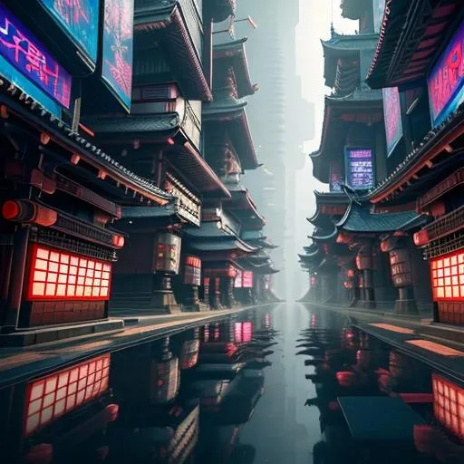 Prompt: ultra detailed cyberpunk hybrid japanese and mystic hindu city, digital painting, ultra fine details, intricate scene, correct, surreal, sci-fi, utopian, concept art, UHD, epic perspective, 12k