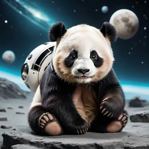 Prompt: Cute Panda on space