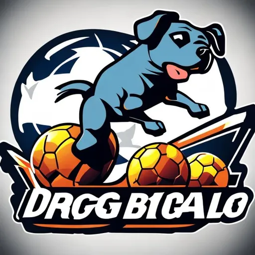 Prompt: Dog riding airplane soccer logo