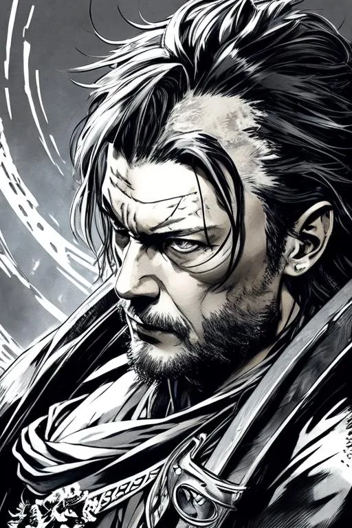 Prompt: (((Yoji Shinkawa))), sticker of ultra detailed portrait of Jason Isaacs as a samurai in black/silver. high quality cell shaded illustration in post apocalyptic style by Yoji Shinkawa, ((full body)), dynamic pose, perfect anatomy, centered, freedom, soul, silver long hair, approach to perfection, cell shading, 4k , cinematic dramatic atmosphere, watercolor painting, global illumination, detailed and intricate environment, artstation, concept art, fluid and sharp focus, volumetric lighting, cinematic lighting, Art by Yoji Shinkawa,