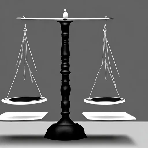 Prompt: A simple illustration of a pan balance scale in black and white only and show the entire scale
