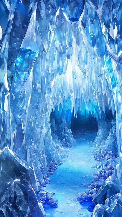 Prompt: blue crystal cave 