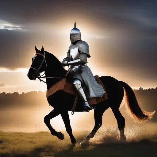 Prompt: A medieval knight on his horse