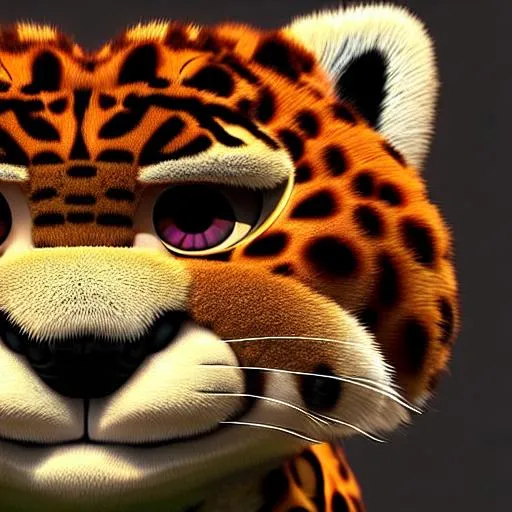 Prompt: 3d fluffy jaguar, closeup cute and adorable, cute big circular reflective eyes, long fuzzy fur, Pixar render, unreal engine cinematic smooth, intricate detail, cinematic