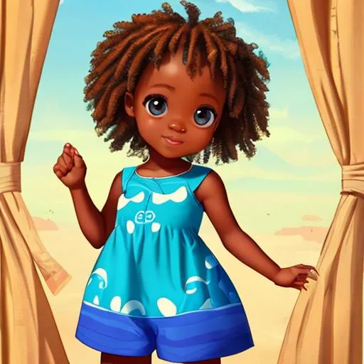 Prompt: Disney Pixar style toddler, african,cute