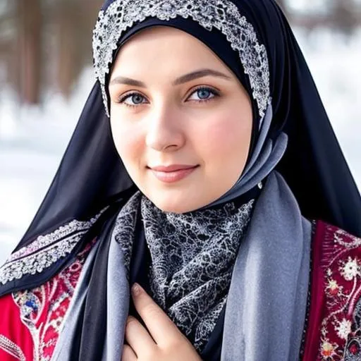 Prompt: russian muslim lady