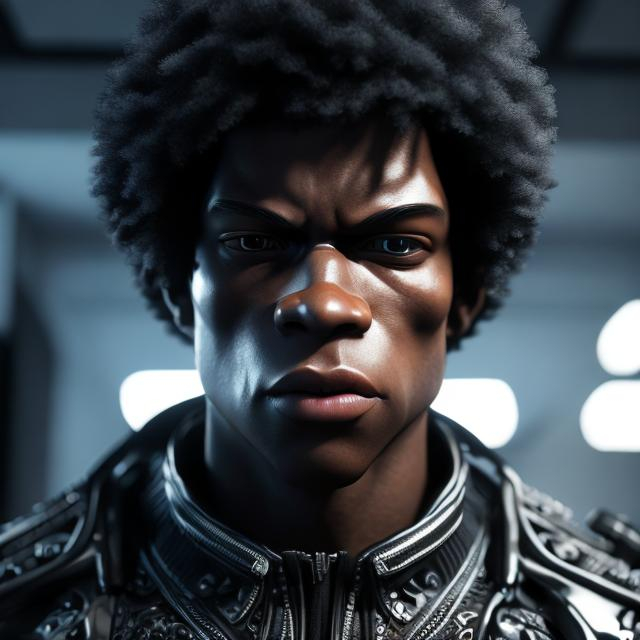 Ultra-realistic, detailed, stylish black man, facing...