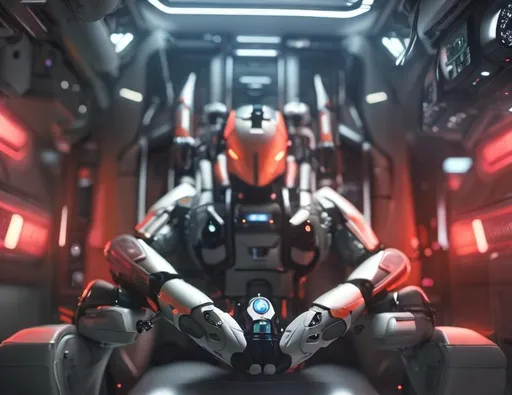 Prompt: ((best quality)), ((masterpiece)), ((realistic)), (detailed) illustration photographic , a spaceship pilot in a latex suit with robotic limbs, laying down in a pod, in a cyberpunk setting, cyborg, implants, high details, realistic, photorealism, 8k, perfect composition, hd octane render ,high resolution scan, masterpiece, hyperrealism, delicate detailed complex, highly detailed, intricate detailed, volumetric lighting, light reflection, highly detailed concept art, trending on artstation, vivid colors,
(((close up face shoot))), dim lights, 8k uhd, realistic, Nikon z9, raytracing, focus face, (sharpness:2. 0)