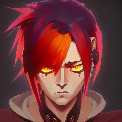 anime portrait of a Fire God, anime eyes, beautiful