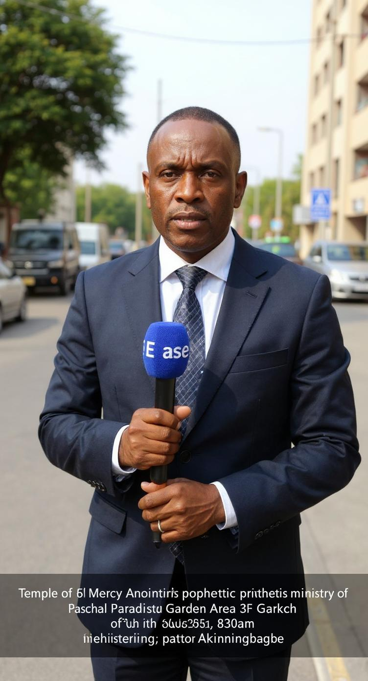 A realistic video of a news reporter on the street o...