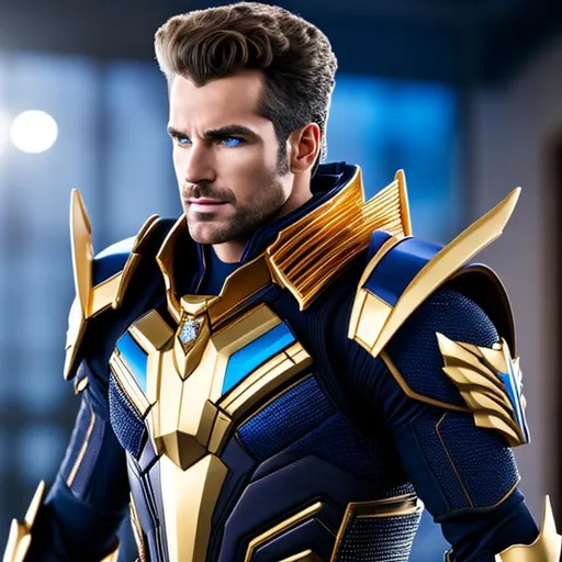 Prompt: High-resolution hyperrealistic photo of stryfe nathan-summers merged with sentry robert-reynolds, photorealistic, gold and blue and silver highly detailed, uhd, hdr, 64k