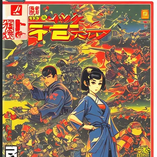 Prompt: Retro, Japanese video game box art.