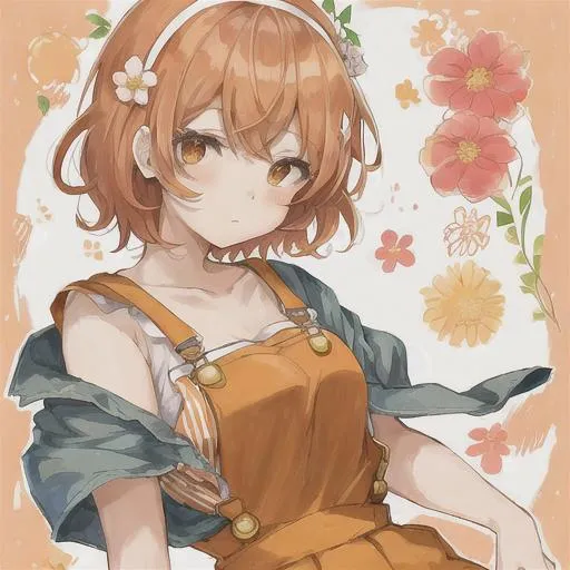 anime girl with short orange hair