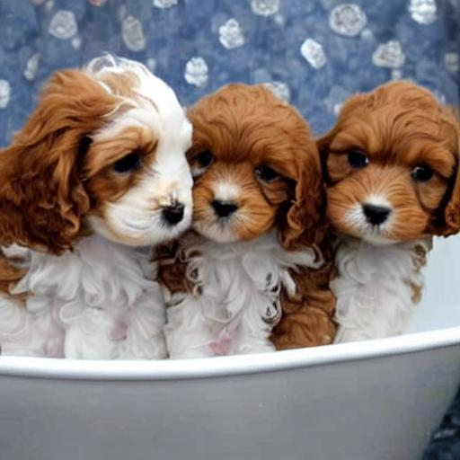 cute cavapoo puppies with a bath OpenArt