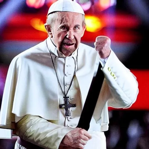 Prompt: chuck norris dispatches the pope with his third and fourth punch.
