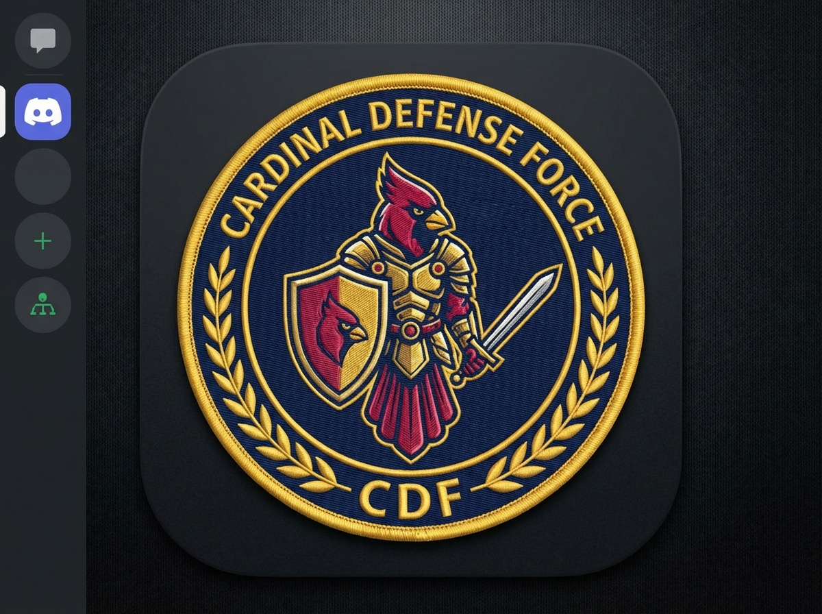 Make a miltary logo for the cardinal Defense Force a...