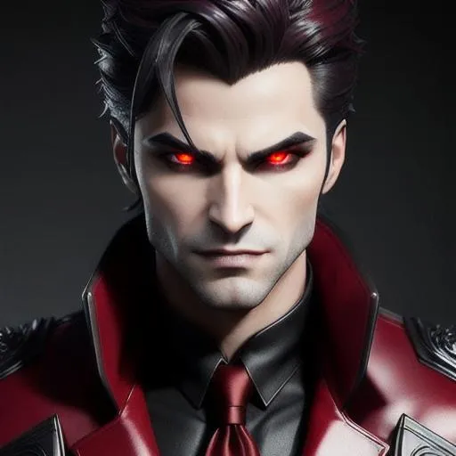 Prompt: epic professional digital portrait art of male vampire, red eyes, fangs, 👩‍💼😉,best on artstation, cgsociety, wlop, Behance, pixiv, blood, astonishing, impressive, outstanding, epic, cinematic, stunning, gorgeous, concept artwork, much detail, much wow, masterpiece, photorealistic, intricate details, hyperrealisitic, Midnight Lighting, Living Shadows, Evil, Sinister, Lasombra, Vampiric, Elder, Ancient, Antediluvian, Methuselah 