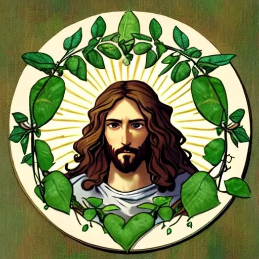 Prompt: Jesus cares for plants