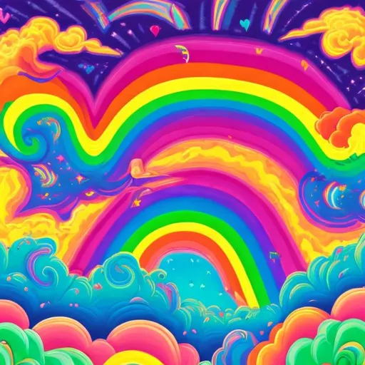 Prompt: Rainbow in the style of Lisa frank