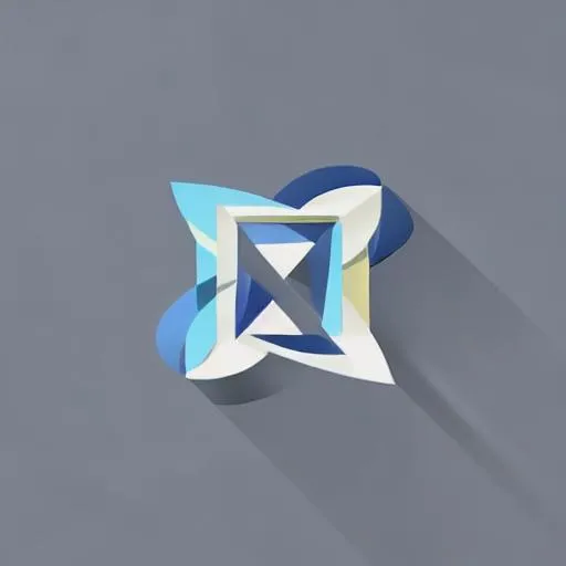 Prompt: A logo featuring a simple and modern abstract form composed of two intersecting lines (which represent the concept of innovation, creativity, and forward thinking) that create a dynamic and asymmetrical composition while using negative space to add depth and dimension.