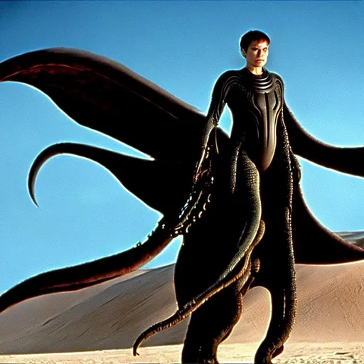 Prompt: Dune Movie, Space, Cthulhu, H.R. Giger