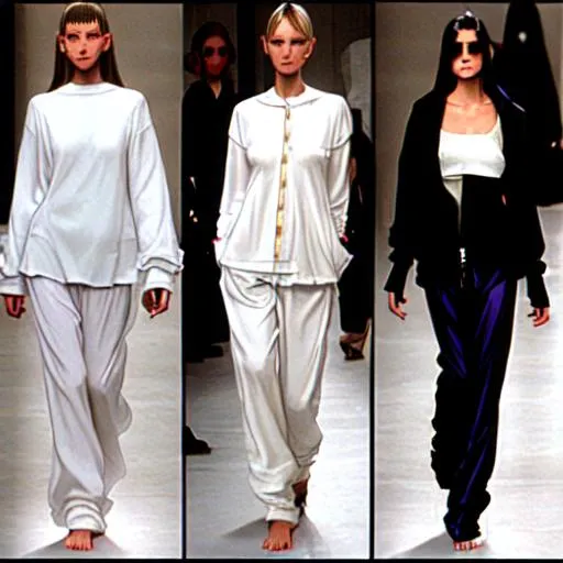 Paris fashion week 1999 by Rick Owens, theme is pajamas