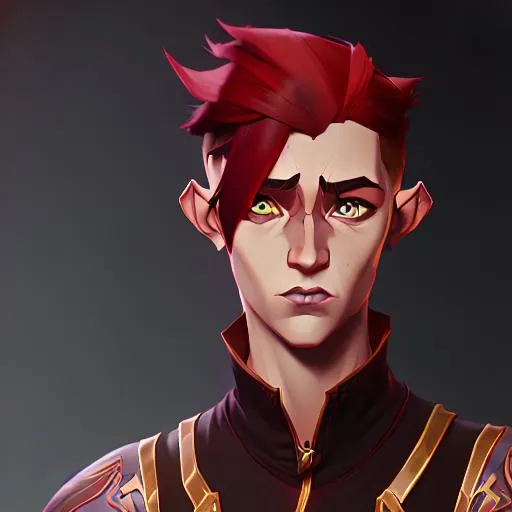 Prompt: male elf, red hair, left eye scar, full body