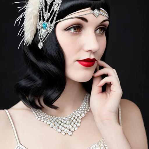 Roaring twenties Flapper with a diamond headpiece w... | OpenArt